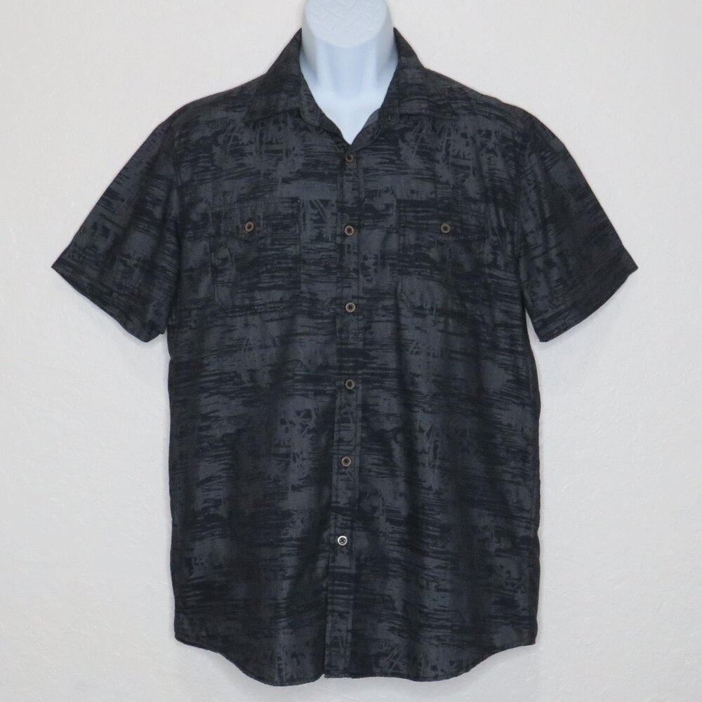 Company Eighty One* Men's Short Sleeve Button Down Curved Hem Pocket Shirt~Large